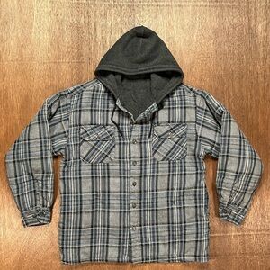 Vintage Marino Bay Hooded Flannel Fleece Lined Workwear Shacket